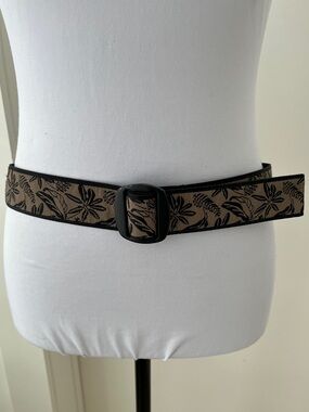 CABELA'S Fabric Belt Metal Buckle Botanical Design Adjustable Hiking Outdoors